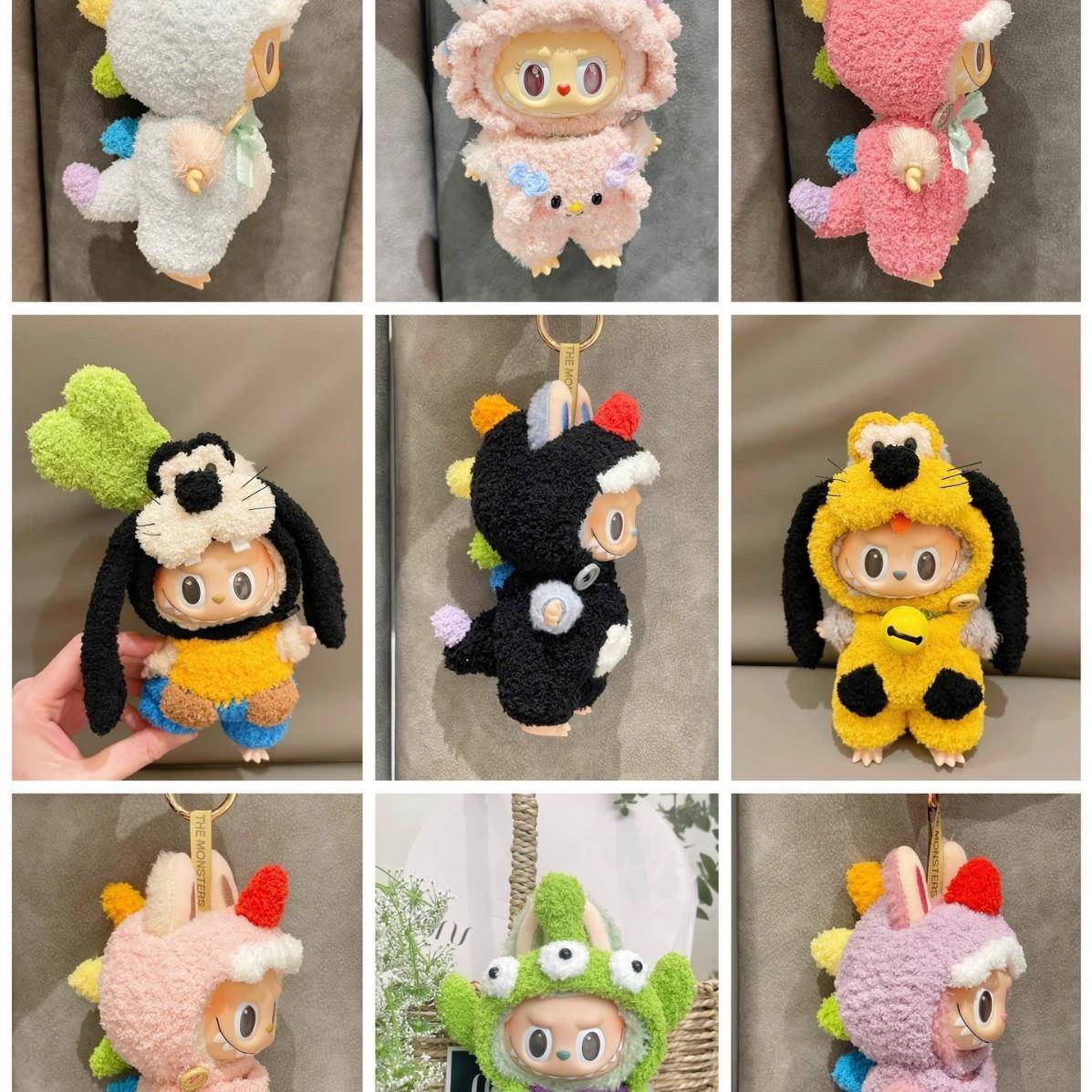 labubu手作娃衣坐坐派对盲盒拉布布衣服毛绒搪胶脸着替钩针衣服挂