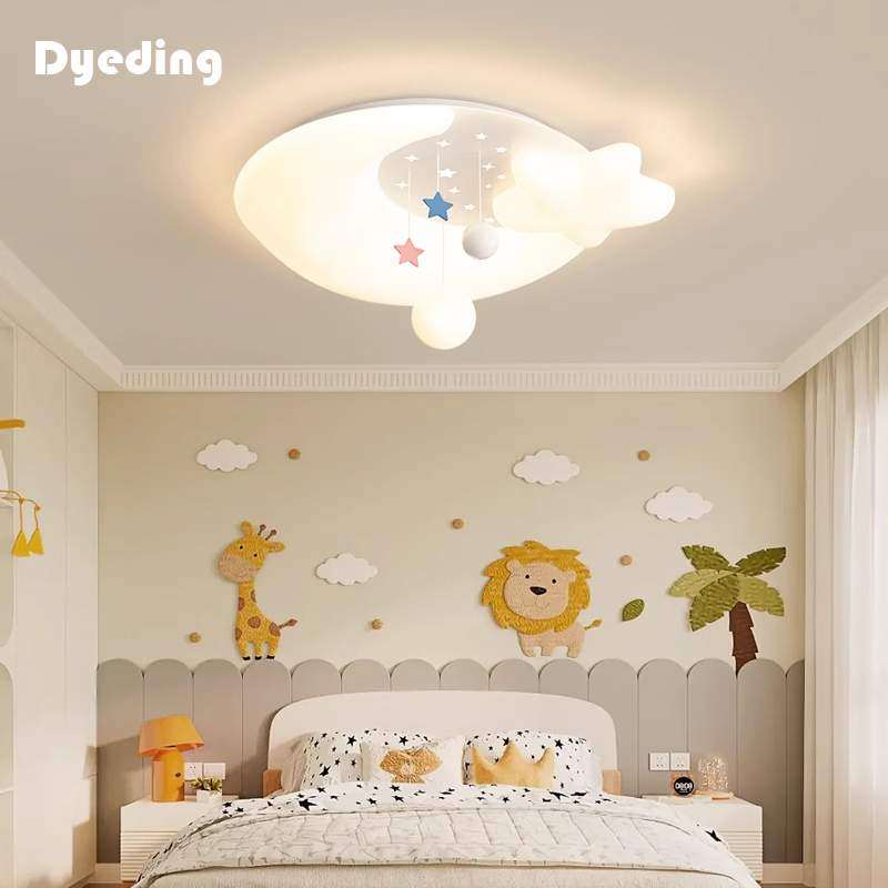 儿童房卧室吸顶灯奶油风简约现代星星月亮卡通全光谱护眼高亮灯具,3C数码配件,USB灯,淘宝优惠券,粉丝福利购,淘宝优惠卷