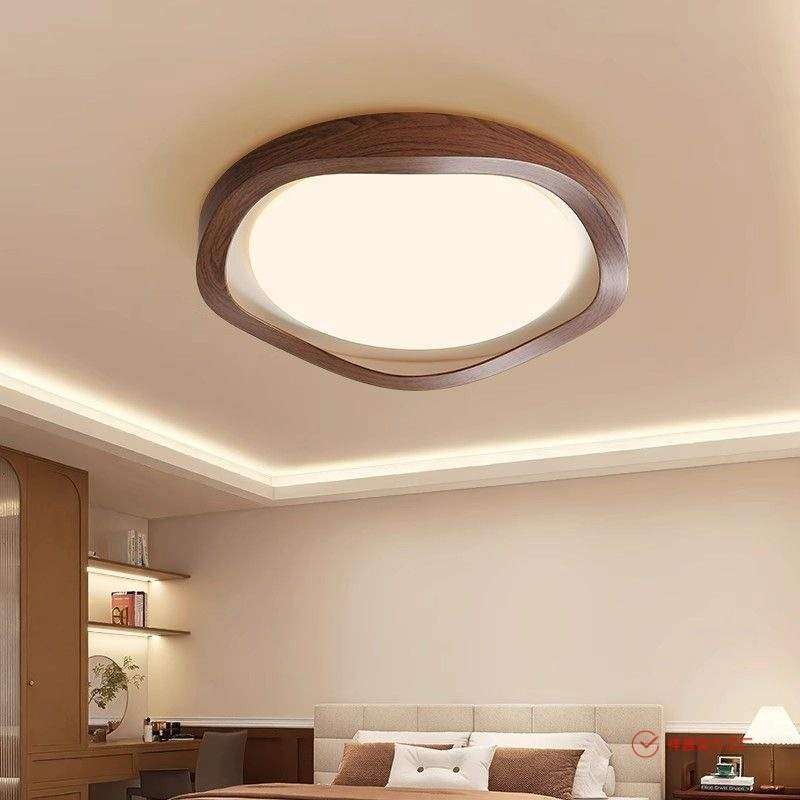 圆形中古风主卧室灯2025年新款家用胡桃色简约护眼超亮书房吸顶灯,3C数码配件,USB灯,淘宝优惠券,粉丝福利购,淘宝优惠卷