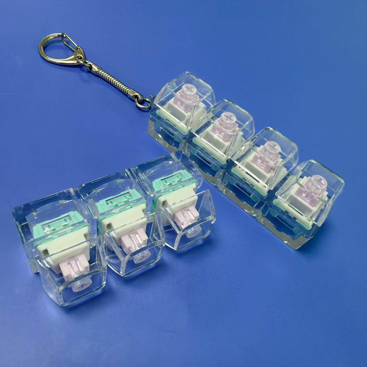 PC高透三键四键小熊帽轻音键盘减压神器解压按键玩具挂件钥匙扣