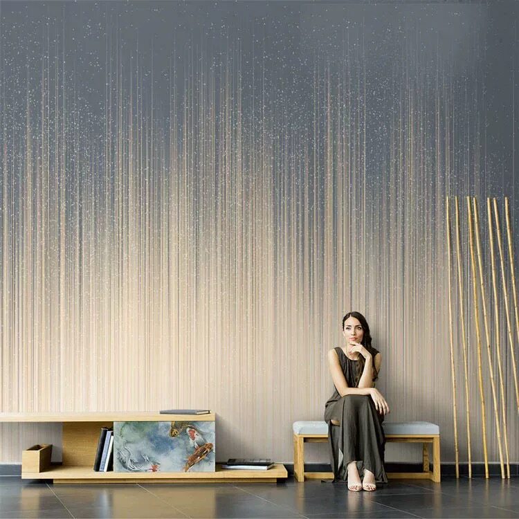 现代轻奢线条艺术壁纸酒店高档会所壁画客厅墙贴沙发影视壁布墙纸