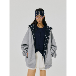 【余宇涵同款】MANYSTON美式连帽开衫卫衣男春秋季情侣款百搭夹克