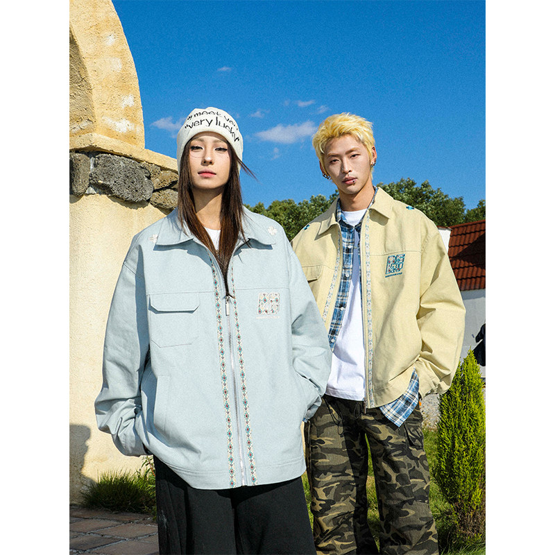 MANYSTON美式高街青少年休闲外套男款秋冬季潮牌情侣纯棉工装夹克