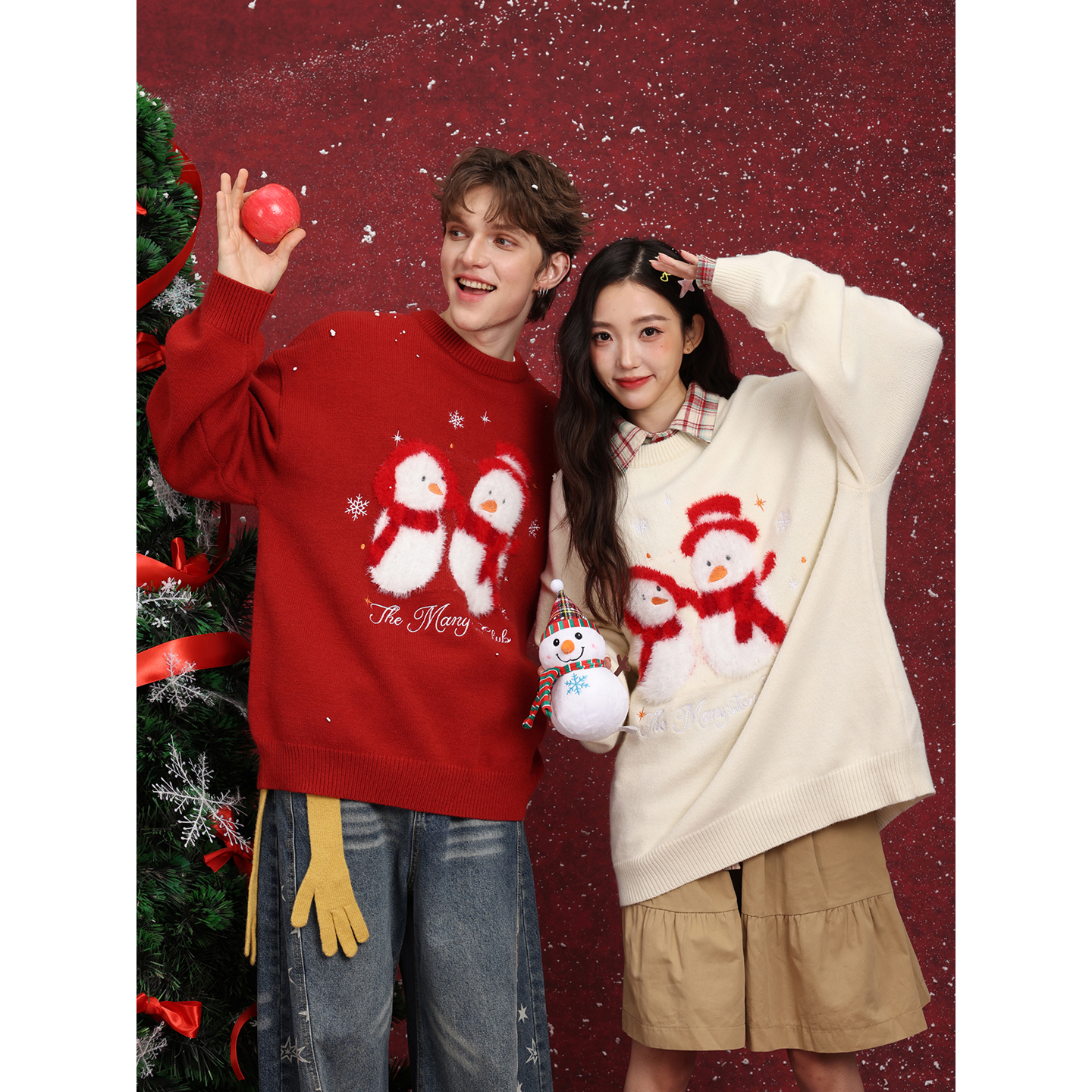 MANYSTON美式潮牌刺绣圆领毛衣男