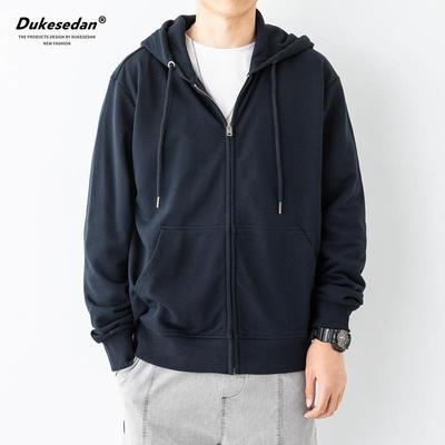 连帽卫衣男士秋冬加绒宽松休闲男上衣春秋款开衫拉链卫衣外套男款