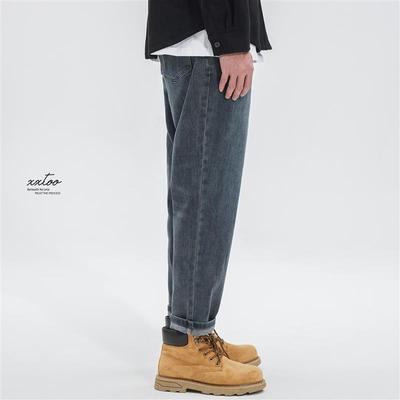 XXTOO 重磅石磨水洗秋冬新款宽松直筒微弹休闲潮流小脚牛仔裤男士
