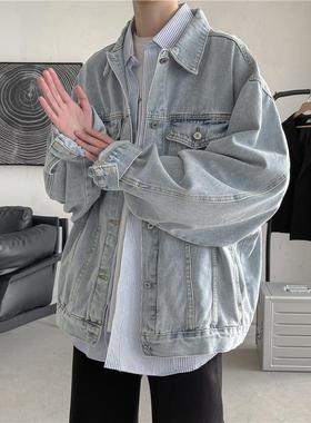 牛仔外套男士夹克秋冬款蓝色上衣日系复古男款休闲牛仔衣潮牌秋季