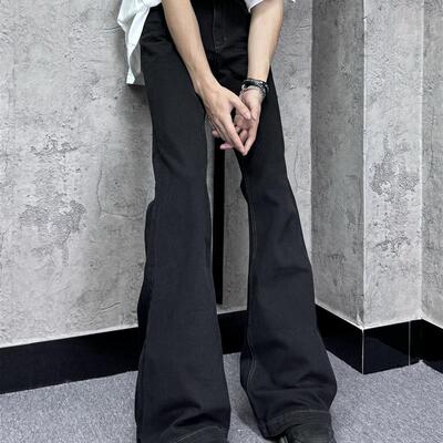 YINGZQ 美式复古RO风弹力飘带微喇牛仔裤男高街vintage宽松长裤