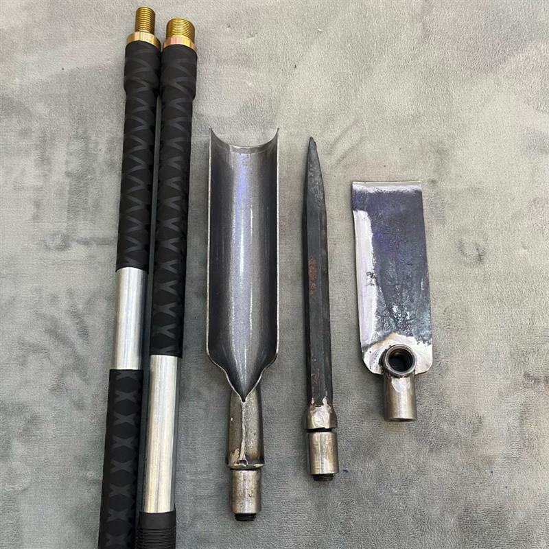 弹簧钢锻打多功能锄头搭配洛阳铲可拆卸撬棍挖桩挖药材户外工具