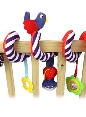 英国MaMas&papas色彩鲜艳床绕/车床挂BB器/摇铃/牙胶紫色小鸟床挂