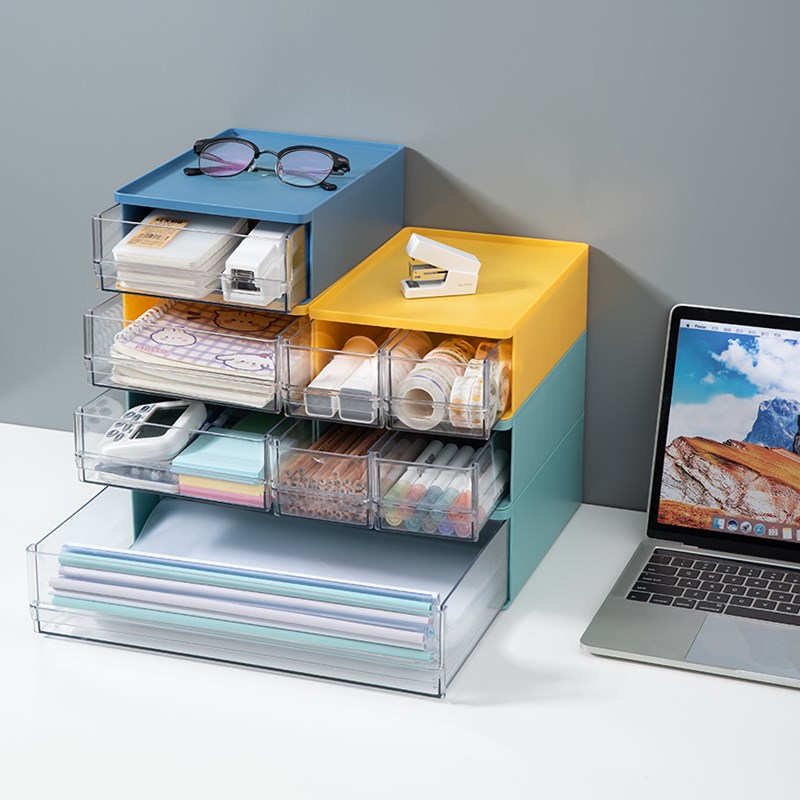 桌面收纳盒抽屉式学生宿舍文具整理盒书桌置物架化妆品储物神器