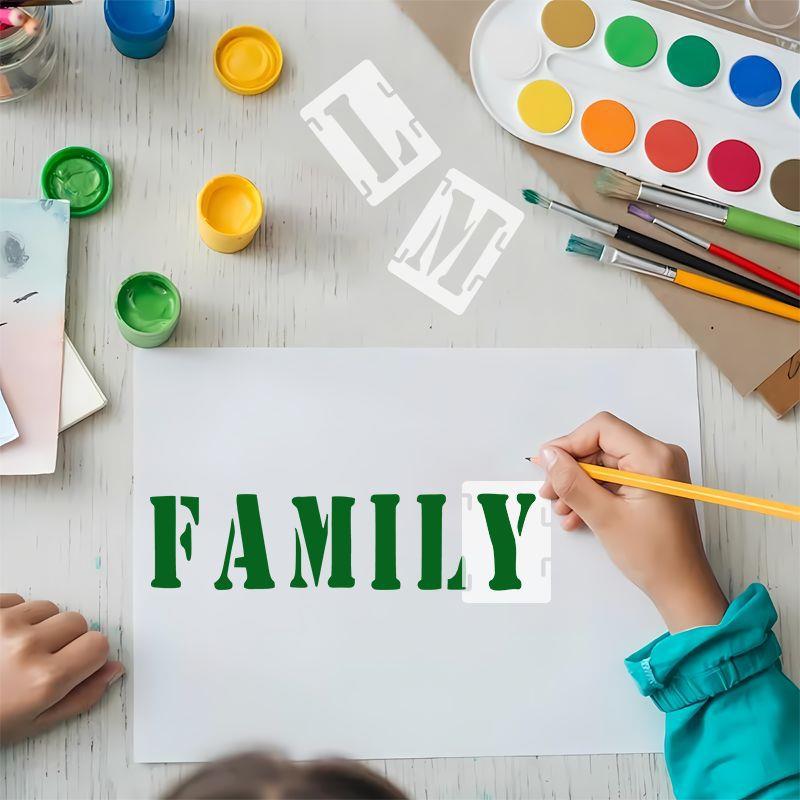 跨境亚马逊48件DIY字母主题镂空绘画模板PET易清洗可以反复使用