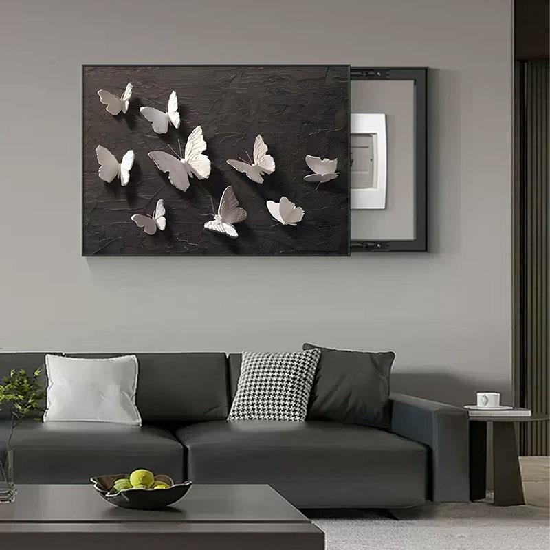 铝合金电表箱装饰画黑白新款蝴蝶配电箱盖板遮挡画电箱盒客厅挂画