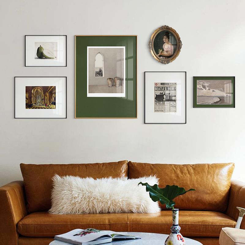 角落北欧小众复古客厅背景墙装饰画组合轻奢艺术壁画法式挂画