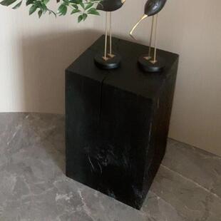 饰品实木家用边几花架底座 碳化黑色原木墩子侘寂风民宿摆件树桩装