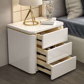 高端轻奢床头柜 奢华简约现代白色卧室置物收纳创意床边柜 免安装