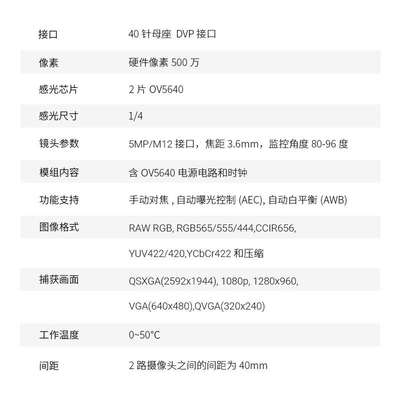 ALINX黑金500万OV5640双目摄像头配套模块AN5642不含FPGA开发板