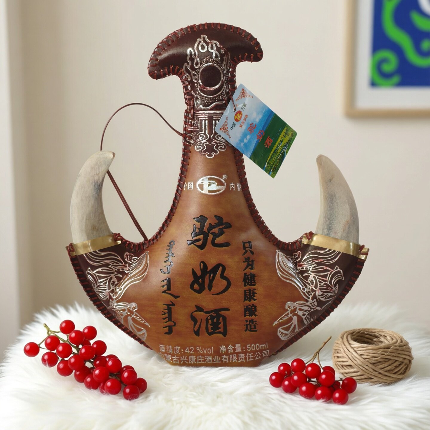内蒙特产草原部落驼奶皮囊酒乳香型42度500ml*1瓶装