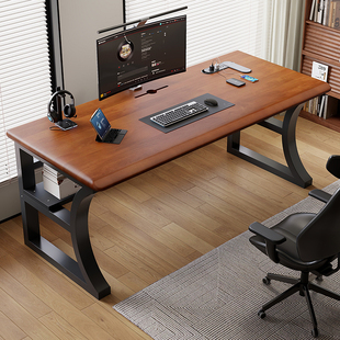 书桌空间利用神器纯实木电脑桌卧室家用书桌长条大板电竞桌双人办
