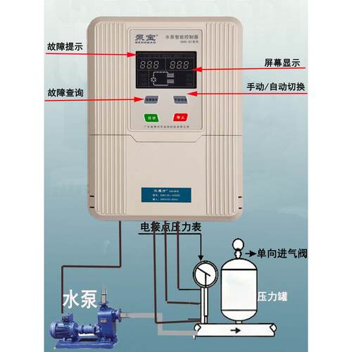 三相泵宝压力水泵控制箱1-22KW 无塔供水 带数显带保护 配压力表