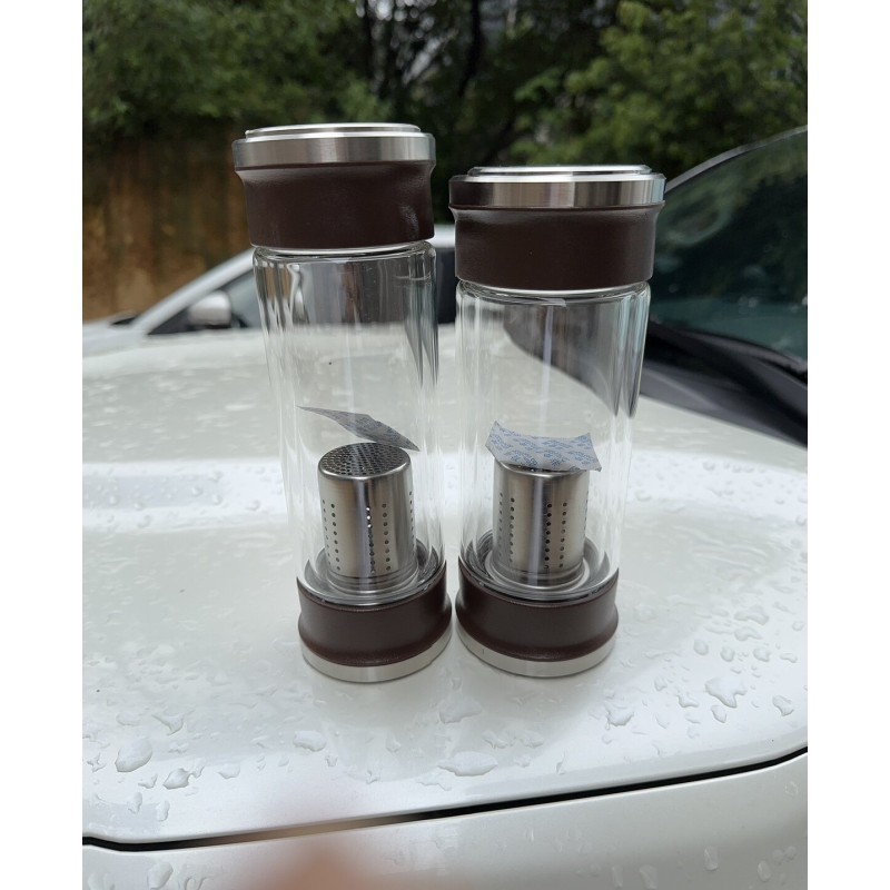 速发底部放茶叶杯子玻璃杯双层双头带盖茶水分离过滤泡茶杯子便携