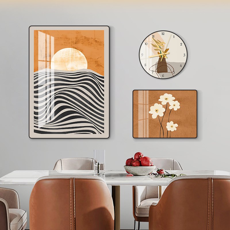 速发墙厅装饰画大气高端壁画时尚流餐简约餐桌背景墙挂画饭厅行画
