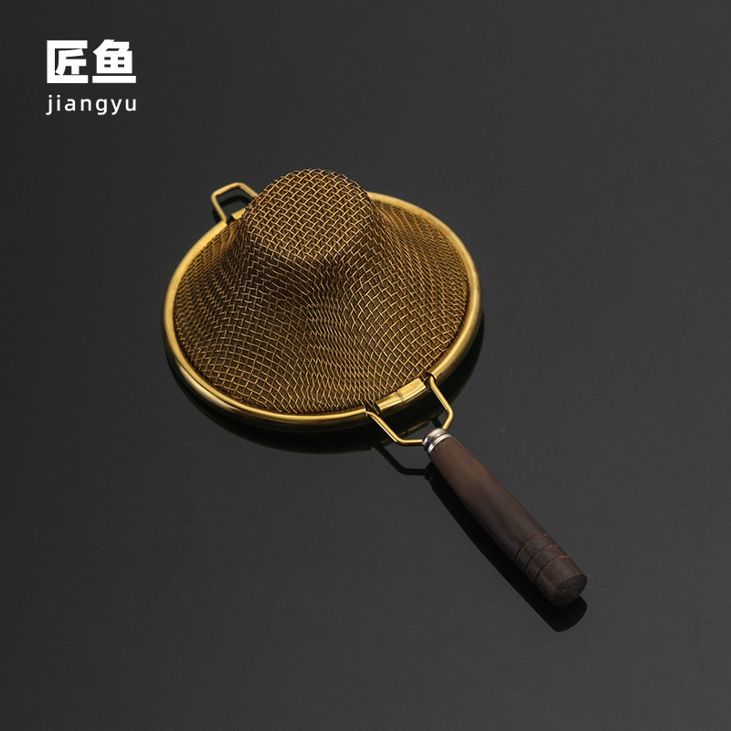速发匠鱼创意金色不锈钢茶漏茶隔加密茶滤茶叶过滤网泡茶神器茶具