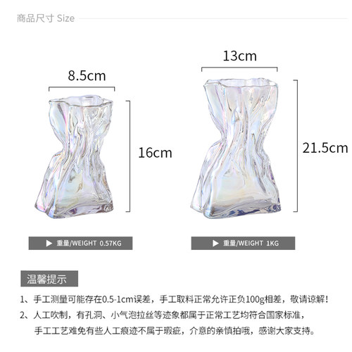 速发风创意玻璃花瓶透明水养水培插花软装饰摆件