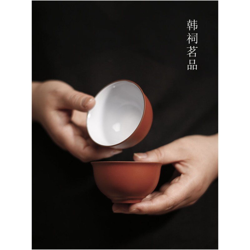 速发韩祠茗品|潮州朱泥工夫茶主人杯可养大号品茗杯复古茶具茶杯
