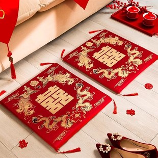 速发结婚新娘龙郎坐福垫磕头敬茶改口拜堂婚礼用的新凤字喜双坐垫