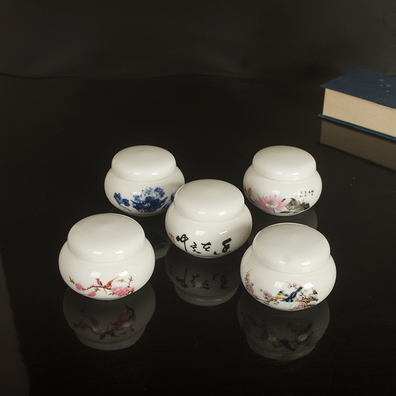 速发至德新款可旋转膏方面霜瓶储存密封罐陶瓷茶叶罐小茶罐子瓷瓶