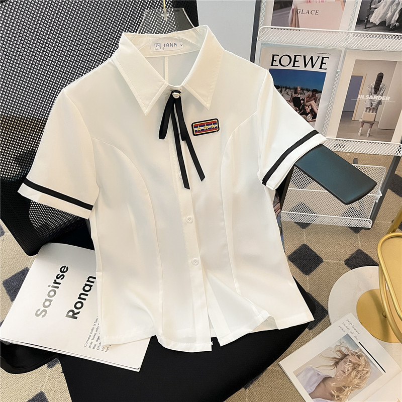 速发夏季JK制服白收腰作工服学衣2024新款衬院风上衣