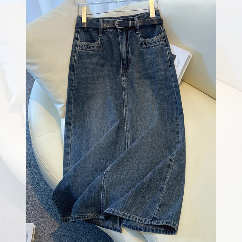 速发牛仔半身裙秋冬中2024新款今年流行半款爆裙款长款a字裙直筒