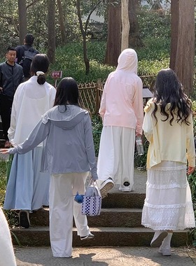 速发宽松灰外防晒衣202外新款连帽大码4套轻薄透气防紫色线套装