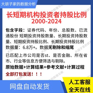 长短期机构投资者持股比例 持股数量数据 00-24年