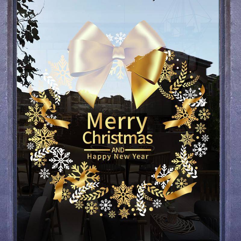 2026新年元旦圣诞节橱窗装饰品商场玻璃布置店铺活动氛围墙贴纸画