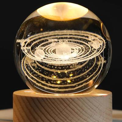 太阳系银河系月球地球土星星系水晶球送同学生日礼物水晶摆件