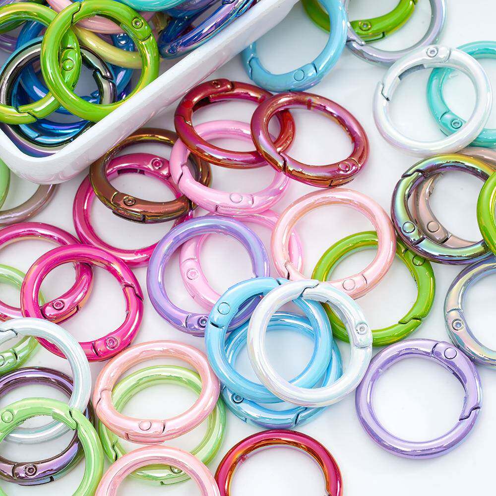ab彩色烤漆圆形弹簧扣钥匙扣饰品配件弹簧圈书圈连接卡圈