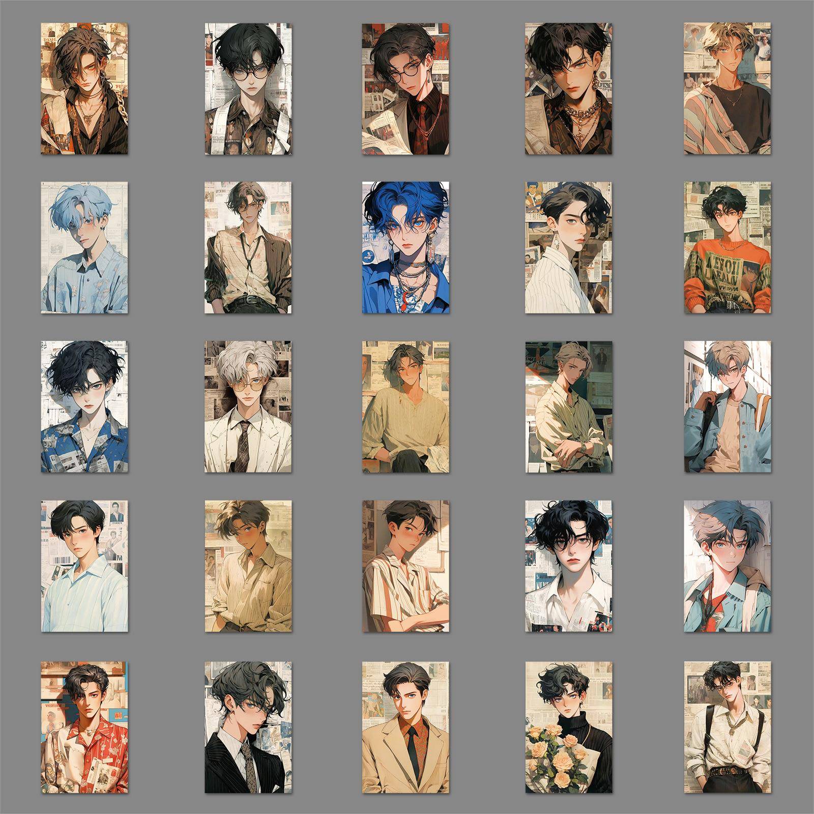 50张复古港风少年个性卡通创意装饰水杯行李箱滴胶手机壳防水贴纸