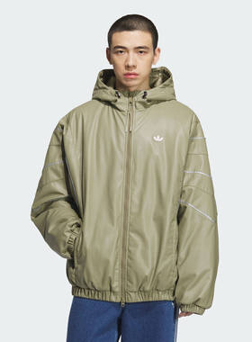 adidas阿迪达斯三叶草男子运动休闲连帽宽松棉服外套KC2654