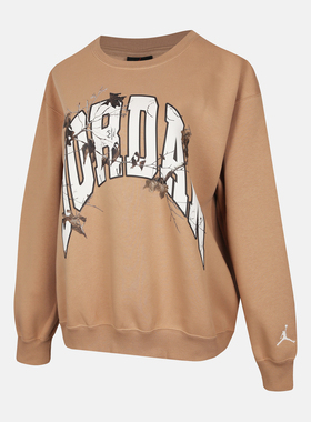 NIKE耐克女子jordan运动休闲印花圆领套头衫卫衣HV0473-200