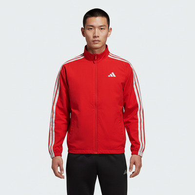 adidas阿迪达斯男子运动训练休闲三条纹梭织立领夹克外套KR2519