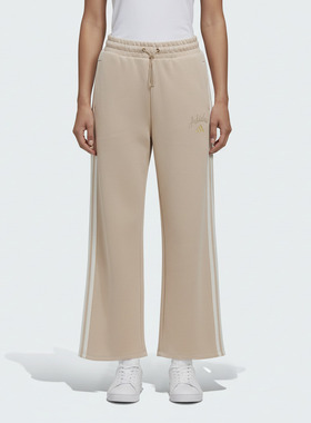 adidas阿迪达斯女子运动训练休闲三条纹针织宽松长裤KH2703