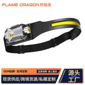 适配欧美户外挥手感应COB头灯手电筒二合一骑行夜跑夜钓强光高亮