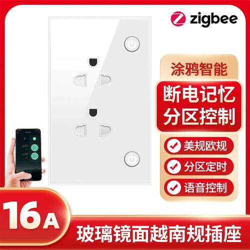 适配Zigbee墙壁插座越南规智能家居涂鸦APP语音定时遥控插头家电