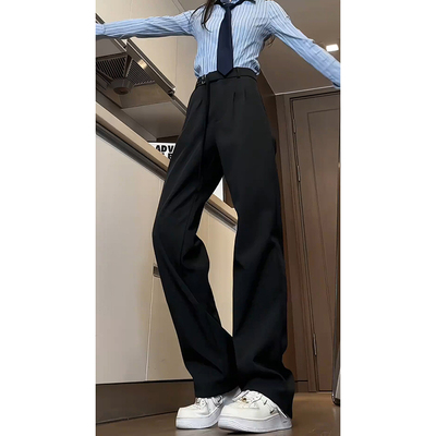 黑色高腰dk西裤男女款高个子学院