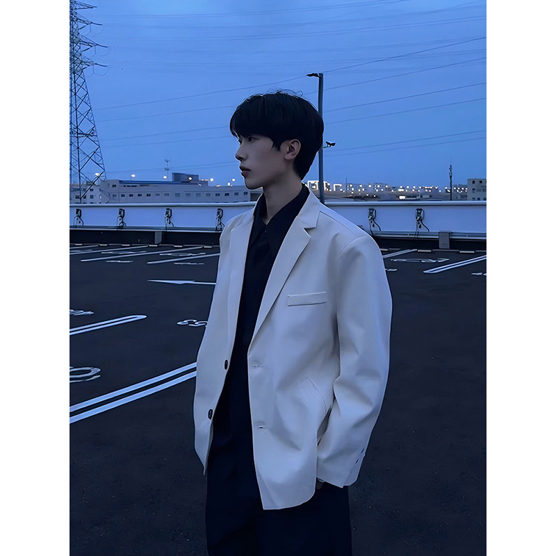 米白色英伦雅痞西装外套男高级感痞帅春秋短款dk制服韩系休闲西服,男装,西服,淘宝优惠券,粉丝福利购,淘宝优惠卷