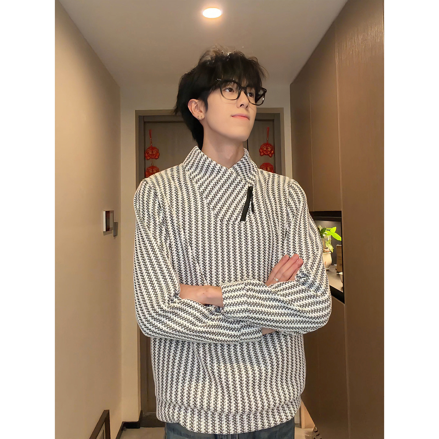 鱼骨纹美式正肩卫衣男冬季加绒立领长袖t恤高级感痞帅内搭打底衫,男装,卫衣,淘宝优惠券,粉丝福利购,淘宝优惠卷