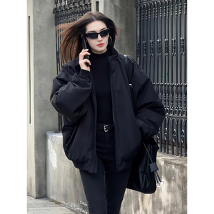 美式飞行夹克羽绒棉服男女秋冬季短款工装外套立领夹棉保暖棒球服