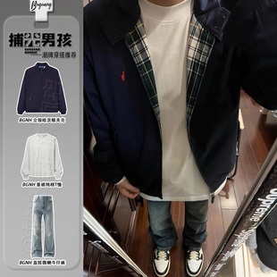 藏青色g9哈灵顿夹克男款美式痞帅高级感外套立领飞行员棒球服套装